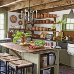 Rustic blue and white color scheme for country kitchen